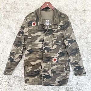 Express‎ Jacket Women XS/S Camouflage Floral Embroidered Military Jacket